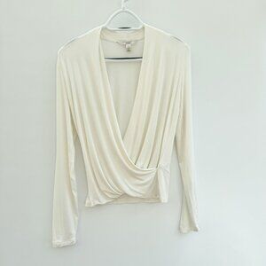 Banana Republic Threadsoft Ivory Long Sleeves Wrap Top Size XS
